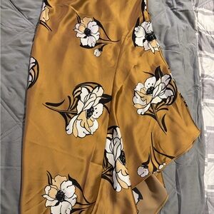 White House Black Market Tan and Black Floral Skirt